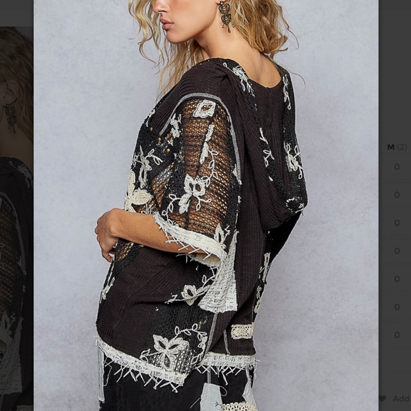 POL “ Springfield 5 “ POL V-Neck Hoodie Top with Lace Detail 53 - Picture 3 of 5